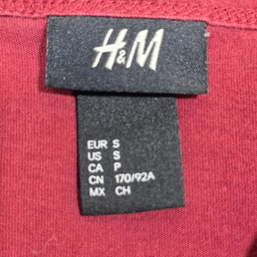 H&M Tank Top Mens S Burgundy Black Colorblock Pocket Sleeveless Casual Tee - Picture 4 of 5